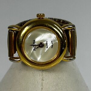 Futura 3170 Gold ToneStretch / Expansion Ring Band Quartz Vintage MOP Dial